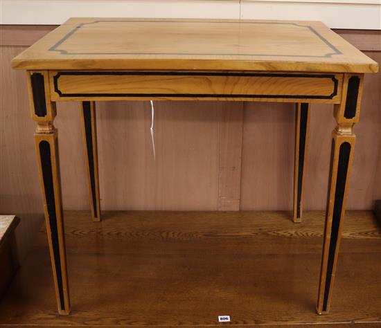 A Biedermeier style oak and ebony banded side table W.82cm